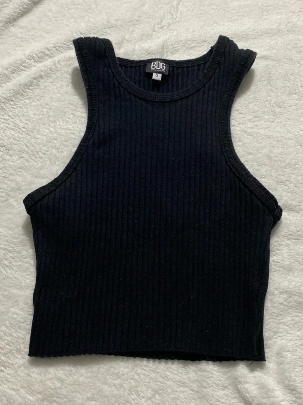 BDG Black Ribbed Tank - Women's Sleeveless Crew - Picture 1 of 3
